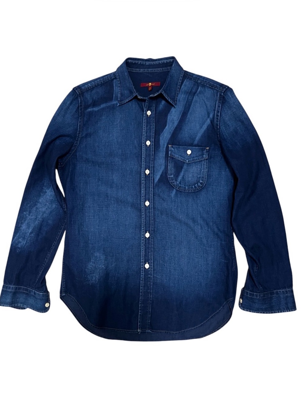 7 For All Mankind Denim Button Down Long Sleeve Shirt Size Small